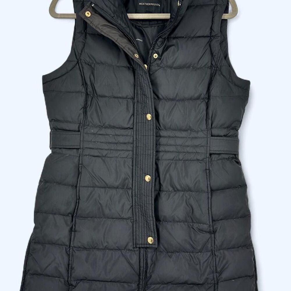 Weatherproof Black Longline Puffer Vest Snap Button Down Coat Size S
